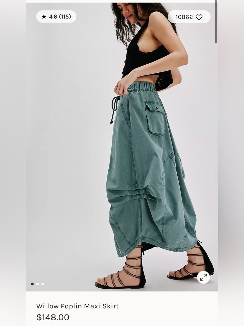 Free People Willow Poplin Maxi Skirt — Green